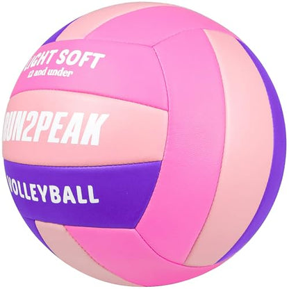 RUN2PEAK Light Soft Volleyball - Light Volleyball Designed for Beginners Kids Youth Teen - Lightweight Volleyballs for Indoor Outdoor Beach Backyard Official Size 5 Training Volley Ball