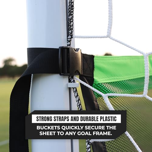 Soccer Goal Target Net - 24ft x 8ft Scoring Training Equipment - Improve Kick Practice Shooting Targets, Portable Football Target Sheet with Carry Bag, Ground Stakes, Bungee Cord Included