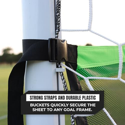 Soccer Goal Target Net - 24ft x 8ft Scoring Training Equipment - Improve Kick Practice Shooting Targets, Portable Football Target Sheet with Carry Bag, Ground Stakes, Bungee Cord Included