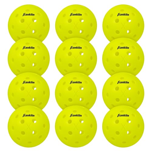 Franklin Sports X-40 Outdoor Pickleballs - Official Ball of USA Pickleball, APP Tour + US Open - Regulation Size - color: Optic Yellow, size: 12 Pack