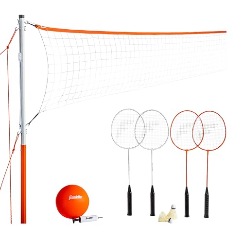 Franklin Sports Volleyball + Badminton Combo Sets - Backyard + Beach Outdoor Volleyball + Badminton Net Set - Portable Badminton + Volleyball Net with Poles - Volleyball, Rackets + Birdies Included - style: Starter