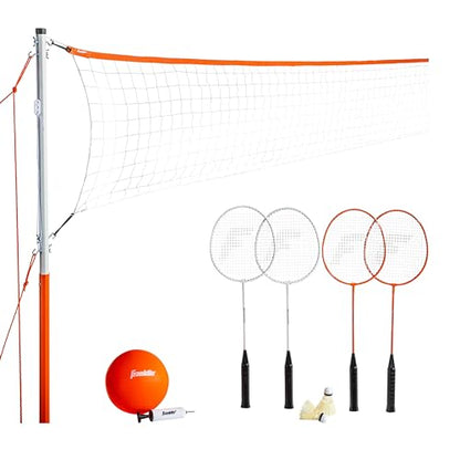 Franklin Sports Volleyball + Badminton Combo Sets - Backyard + Beach Outdoor Volleyball + Badminton Net Set - Portable Badminton + Volleyball Net with Poles - Volleyball, Rackets + Birdies Included - style: Starter