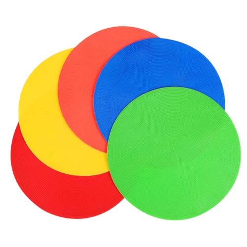 5pcs Soccer Training Markers Flat Dots Red Yellow Green and Orange for Speed and Agility Drills Non- Floor Pads for Indoor and Outdoor Sports Activities