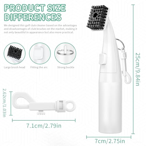 CAITON 2 pcs Pro Golf Club Brush Cleaner - Squeeze Bottle with Nylon Bristles - Push Button Spray - 9.8 Inches Holds 8 Oz Water - Best Golf Gifts for Men/Women