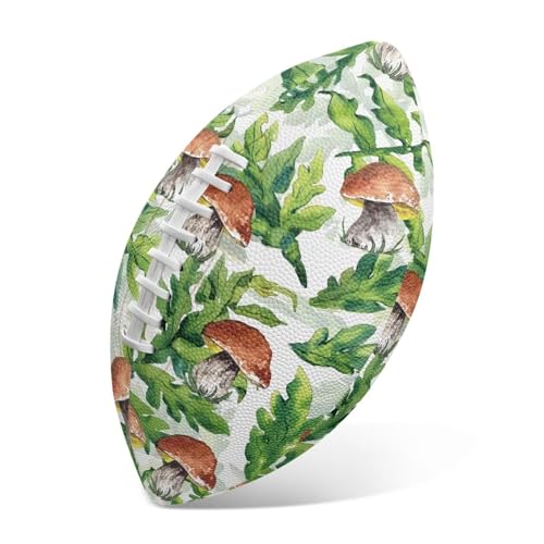 SYtrade Recreational Football Game Footballs PU Composite Leather Footballs for Training Indoor Outdoor - color: Orange Mushroom Green Leaves