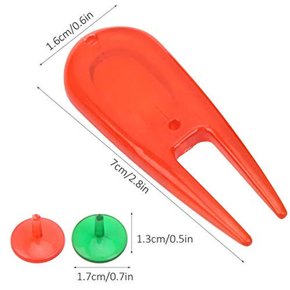 Green Repair Fork, Ball Marker Tool with 4 Red and 4 Green Markers for Divot Fixing