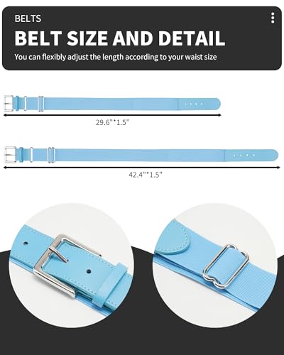 QBK Toddler Baseball Socks And Belt Youth Softball Tee Ball Combo Set for Boy Girl (2 Pairs of Socks & 1 Belt) - color: Baby Blue, size: 2-4T