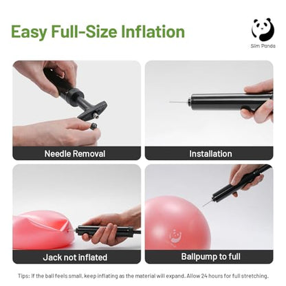 Slim Panda 9 Inch Pilates Ball - Anti-Burst Mini Yoga Ball with Needle Valve Pump - Small Exercise Core Ball for Barre, Stability & Physical Therapy