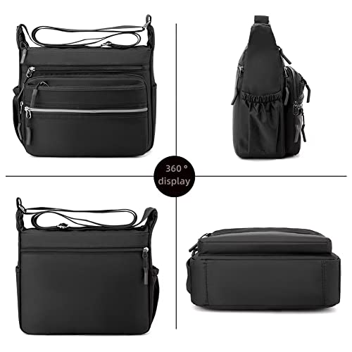 Mudono Messenger Bag for Men Nylon Waterproof Shoulder Bag Multi-pocket Crossbody Bag Daily Travel Bag Lightweight Satchel - color: Grey