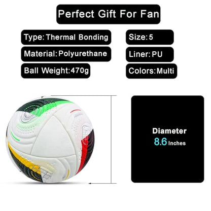 Euro Cup Soccer Ball Size 5 – Soft Cover, Perfect for Training & Play, for Soccer Fans & Adults