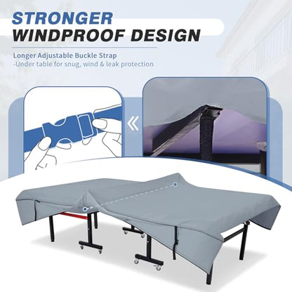 Ping Pong Table Cover Outdoor Waterproof, Dual Function Table Tennis Cover Fits Both Folding Tables and Flat Tables Indoor & Outside 68"L x 6"/30"W x 62"H, Grey - color: Grey