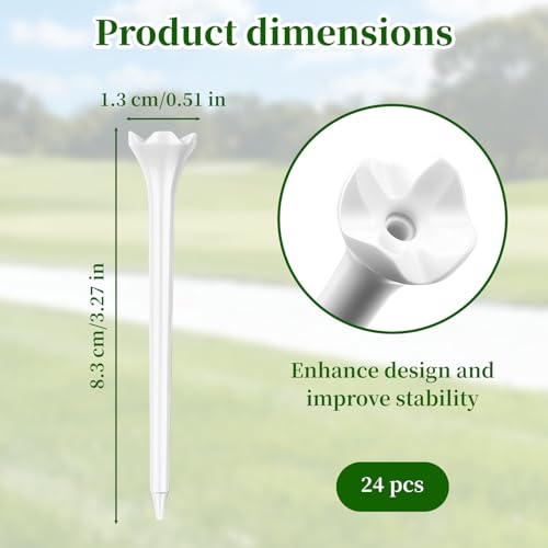 Notoke 24-Pack Plastic Golf Tees - 3-1/4 Inch Golf Tees - 4-Pronge Designed to Less Friction, Side Spin and Longer Drives - Durability & Stability, Reuseable