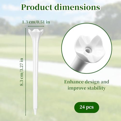 Notoke 24-Pack Plastic Golf Tees - 3-1/4 Inch Golf Tees - 4-Pronge Designed to Less Friction, Side Spin and Longer Drives - Durability & Stability, Reuseable