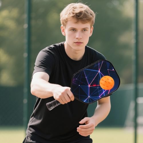 TADHG Pickleball Paddle Set 2 Lightweight 8.4oz Paddles with Honeycomb Core Spin-Friendly Surface 4 Balls - color: 01. Gradient purple