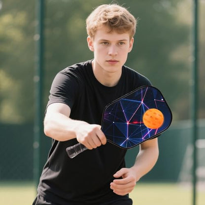 TADHG Pickleball Paddle Set 2 Lightweight 8.4oz Paddles with Honeycomb Core Spin-Friendly Surface 4 Balls - color: 01. Gradient purple