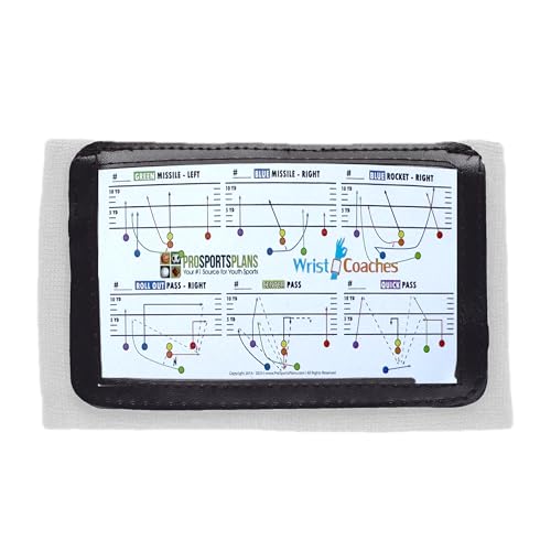 Football Play Wristbands - Youth Quarterback Gear - Wristband Playbook for Football and Softball Signs - color: White