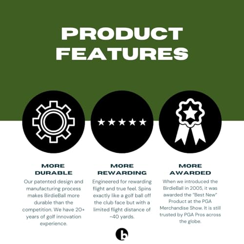 BirdieBall Practice Golf Balls (12 Pack) – The Original Premium Limited Flight Practice Ball, Patented Realistic True Spin & Feel, Practice Full Swings in 40 Yards, Home/Indoor/Backyard Training