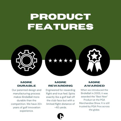 BirdieBall Practice Golf Balls (12 Pack) – The Original Premium Limited Flight Practice Ball, Patented Realistic True Spin & Feel, Practice Full Swings in 40 Yards, Home/Indoor/Backyard Training