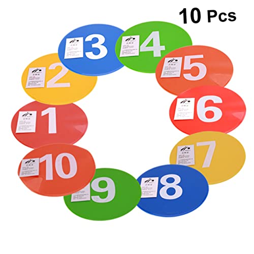 POPETPOP 10Pcs Reusable Football Markers Number Printed Soccer Training Signs for Use Durable Roadblock Plates for Agility Drills and Practice