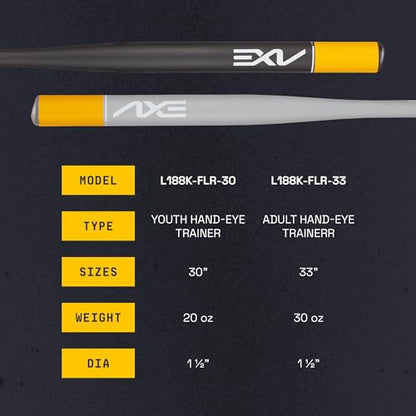 Axe | Hand-Eye Trainer | Skinny Barrel Baseball & Softball Bat | Pro Flared Handle