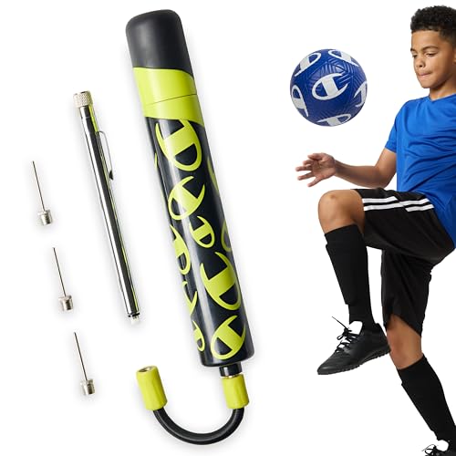 Champion Replacement Ball Pump with Metal Inflation Replacement Needles for Sports Balls with Compact Case, Compatible with Most Pumps for Basketball, Soccer, Football, Volleyball & Yoga Balls - color: Evening Primrose/Black, style: Dual Action