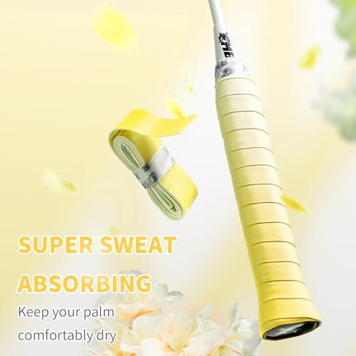 Tennis Racket Grip Tape 3 Pack, Racket Grips Soft Racquet Overgrips for Tennis, Pickleball and Badminton - Anti-Slip and Absorbent Tennis Grip Tape Set - color: Acclaimed Gradient Yellow