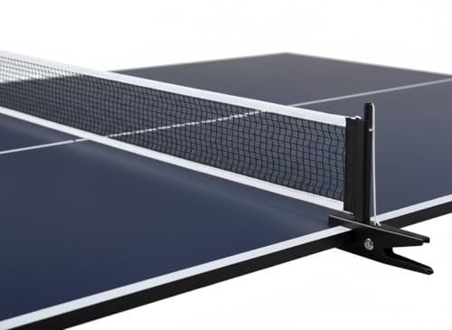 Indoor Official Size 4-Piece Table Tennis Conversion Top, Foldable Ping Pong Tabletop with Clamp-Style Net & Post, EVA Foam Padding, Easy Fold-Up Storage & Durable Double-Sided PVC Surface