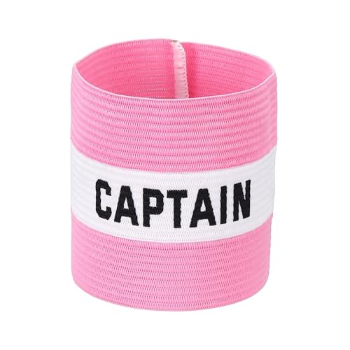 Captain Armband Soccer Captain Arm Bands Elastic Adjustable Leader Armbands Team Sport Rugby Player Band for Football - color: Pink/White, size: 5.1x3.4 Inch