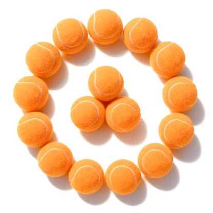 PoyPet 16-Pack Tennis Balls Bulk for Practice,Training and Beginners | Ideal for Dog Fetch,Chew and Play - color: Light Orange