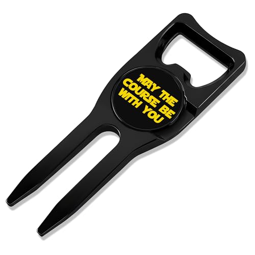 Wolf Golf Towels Divot Repair Tool | 5-in-1 Premium Divot Tool with Ball Marker | Golf Gifts for Men & Women | Golf Accessories for Men & Women - color: Black - MTCBWY
