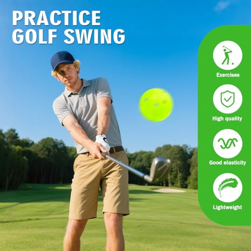 26 Pack Practice Golf Balls, 41mm Hollow Airflow Plastic Golf Balls with Golf Tees, for Indoor Outdoor Driving Range Backyard Swing Practice - color: Green