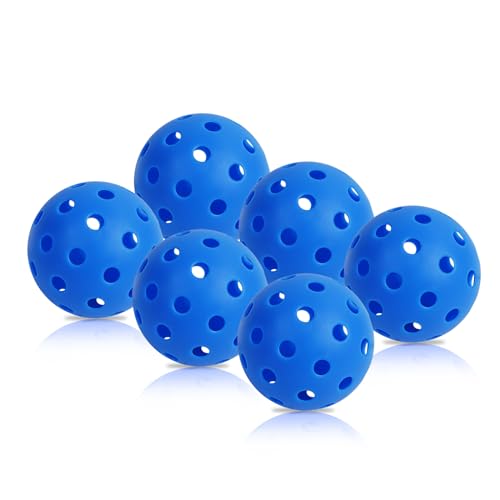Outdoor Pickleball Balls - 40 Holes, USAPA Standard, 4/6/12 Pack - High Bounce, Durable, Blue (6 Pack, Dark-Blue)