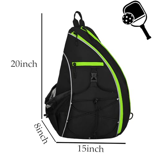 Goloni Pickleball Sling Bag for Men Women, Lightweight Pickleball Backpack with Fence Hook - color: Black Green