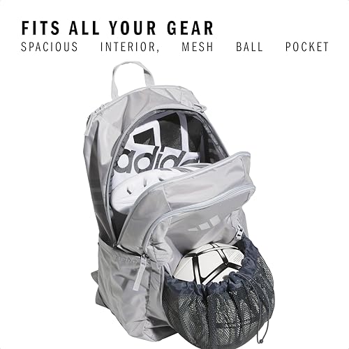 adidas Stadium 4 Soccer Backpack – Team Sports Bag with Ball Pocket, 36L - color: Light Grey