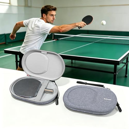 Carrying Case for Ping Pong Paddles/Table Tennis Paddles, Hard Protecitve Bag with Adjustable Wrist Strap, Compact Design Portable Lightweight (Case Only) - color: Gray