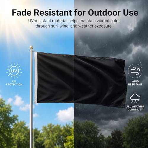 DMSE Solid Black Flag, 3x5 Flag, UV Resistant, Fade Resistant Material with Metal Grommets (3ft x 5ft), (Nylon), (Black) - color: Black, size: Nylon (3 x 5 ft)