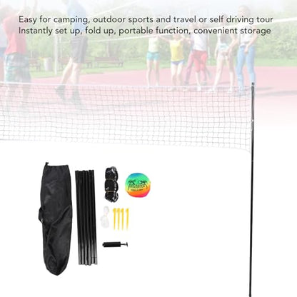 Portable Volleyball Set, Professional Outdoor Beach Volleyball Net System, Complete with Steel Poles No Sag Design, Includes Ball Pump Net for Backyard Camping