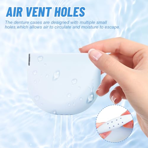 Silicone Retainer Denture Storage Case Holder, Portable Slim Dental Container Cleaning Box with Drain Holes and Leakproof for Aligners, Mouth Guards, Night Guards, Removable Dental Appliances (Blue) - color: Blue