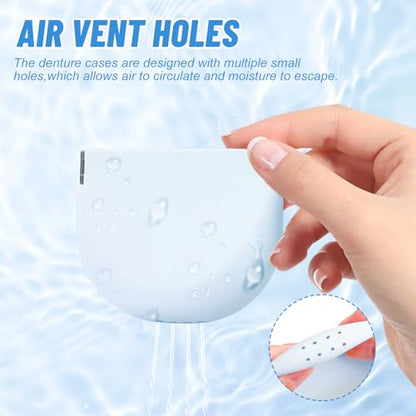 Silicone Retainer Denture Storage Case Holder, Portable Slim Dental Container Cleaning Box with Drain Holes and Leakproof for Aligners, Mouth Guards, Night Guards, Removable Dental Appliances (Blue) - color: Blue