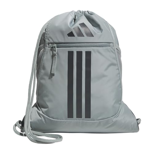 adidas Alliance Sackpack – Drawstring Backpack for Sports, Small Gym Bag - color: Wonder Sage Green/Grey Six/3