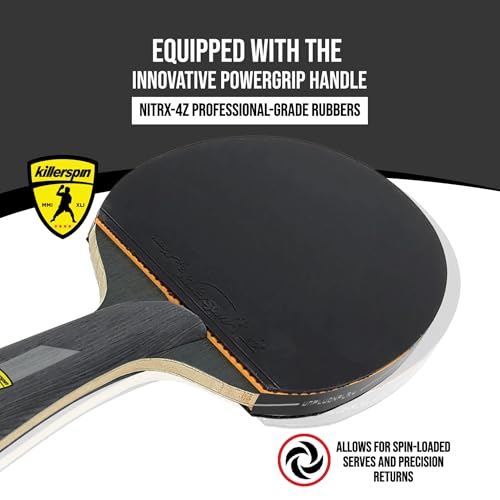 Killerspin Impact Series Table Tennis Paddles - Black/Black Ping Pong Racket, Table Tennis Equipment for Beginners/Intermediates - Ensures Solid Control and Spin - style: Impact D9 PowerGrip