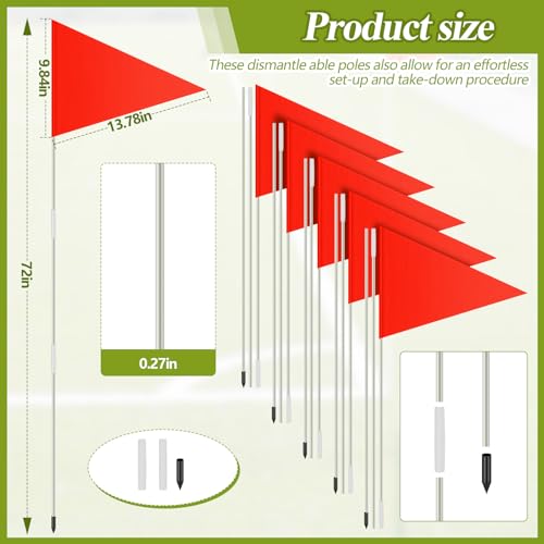 Fanfanwin 10 Pcs Soccer Corner Flags 72 Inch Portable Training Agility Poles Fiberglass Flag Pole for Outdoor Grass Fields Soccer Training