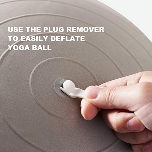 Exercise Ball Pump, Hand Air Pump for Stability Workout Yoga Ball, with 2 Plugs for Valve & 1 Plug Remover for Easy Deflation