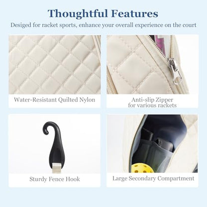 Pickleball Bag for Women Pickelball Backpack Large Quilted Sling Bags, Holds Pickleball Paddles Tennis Racket
