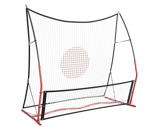2-in-1 Soccer Rebounder Net 6'x4.7' & 6'x16, Soccer Bounce Back Net Quick Setup for Outdoor Soccer Practice Team & Solo Volley Passing Training
