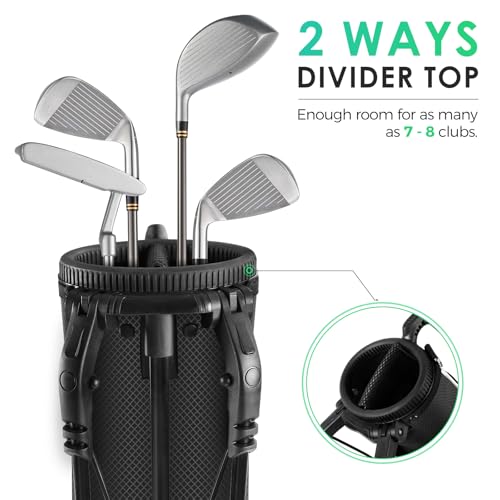 Findway Golf Stand Bag, Small Golf Bag for The Driving Range, Par 3 and Executive Courses, Lightweight Golf Club Carry Bag with Ball Holder and Pockets for Men Women - color: Black
