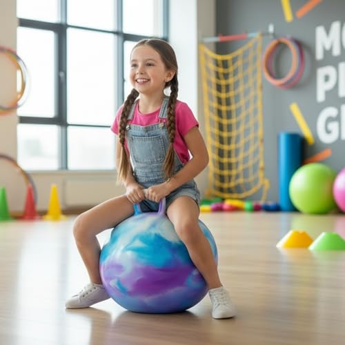 Hopper Ball for Kids 4-8, Bounce Ball with Handle for Age 4 5 6 7 8, 20" Cloud Hopping Ball Toy for Indoor Outdoor Camping Gift, Easter Basket Stuffers