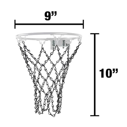 Mini Basketball Set, 9-Inch White Rim with Chain Net, Door Hooks, Ball and Pump - color: Black