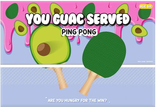 Gift Republic Smashing Avocado Table Tennis Game You Guac Served Portable Table Tennis Net Ball & 2 Table Tennis Bats Holiday Game Ping Pong