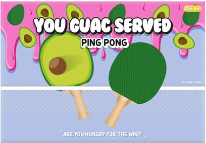 Gift Republic Smashing Avocado Table Tennis Game You Guac Served Portable Table Tennis Net Ball & 2 Table Tennis Bats Holiday Game Ping Pong
